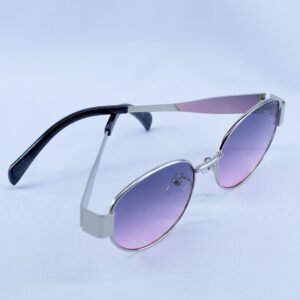 Retro Oval Sunglasses – Silver Frame with Pink Gradient Lenses