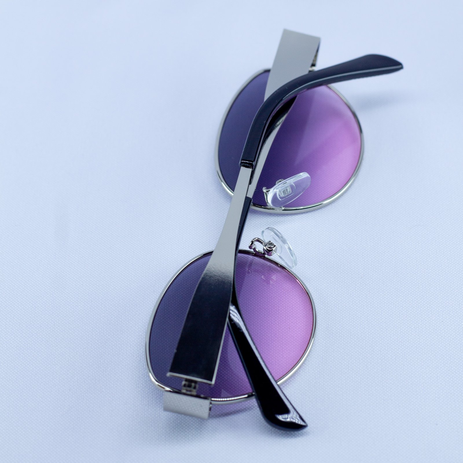 Retro Oval Sunglasses – Silver Frame with Pink Gradient Lenses - Image 4