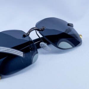 Rimless Rectangle Sunglasses – Black Smoke Lenses with Minimal Frame