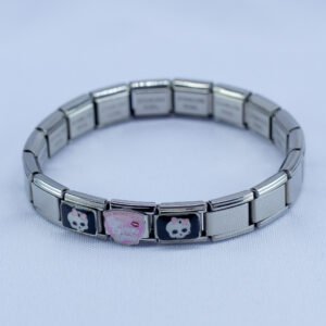Silver Link Charm Bracelet – Pink Skull & “On Wednesdays We Wear Pink” Edition